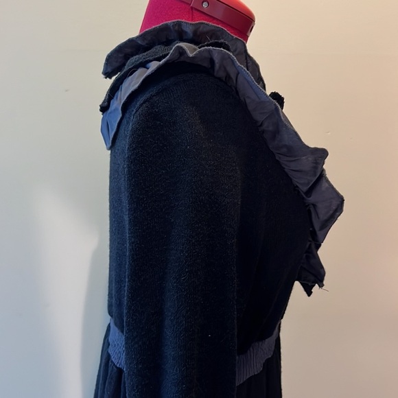 Forla Paris designer Ruffle dress Black Gray Light Knit size small - Picture 6 of 8